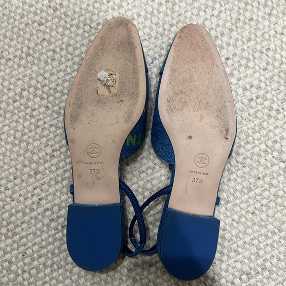 Chanel Denim Slingbacks size 37.5 - Picture 2 of 3